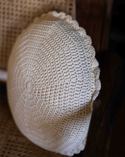 Moonshine crochet cushion cover with scallop design, handmade by Mango House artisans